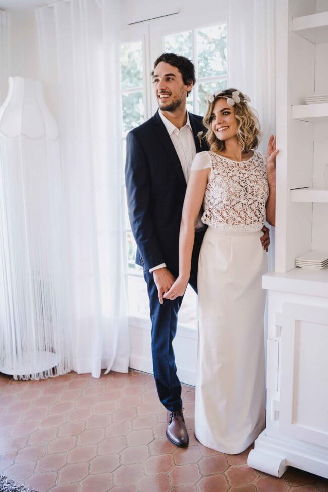 tenue de mariage sur mesure simple et chic fabriqué en languedoc occitanie