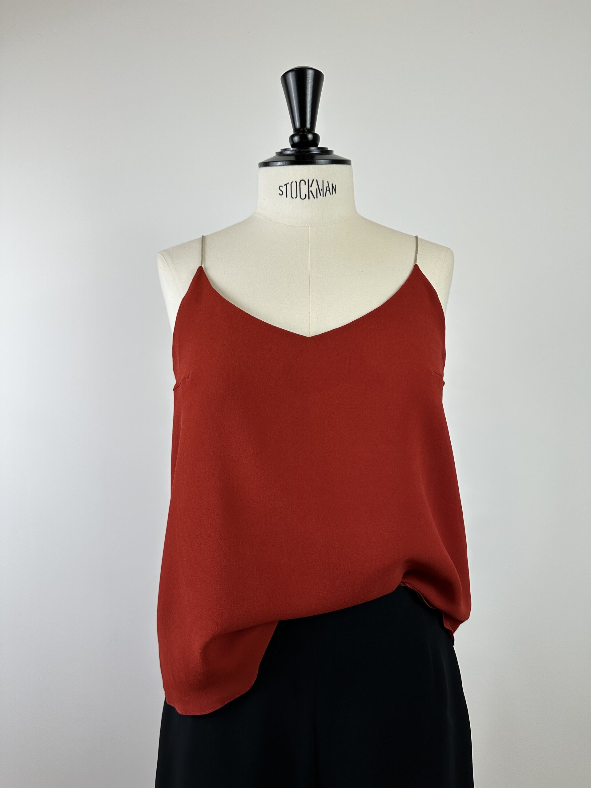 top en soie 100% couleur rouge made in france