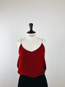 top en soie 100% rouge fabriqué en france