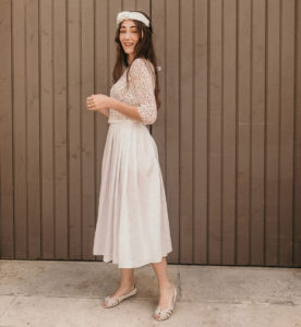 jupe lin longueur midi blanche