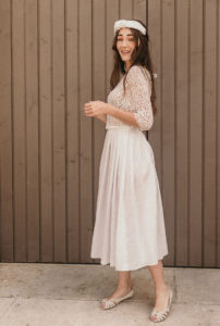 Jupe lin longueur midi