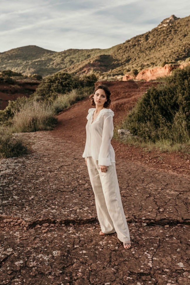ensemble blouse en soie pantalon lin bio mariage civil paris