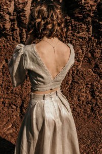 jupe croptop lin argent mariage ecoresponsable