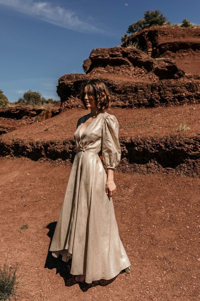 robe mariage civil longue lin portefeuille