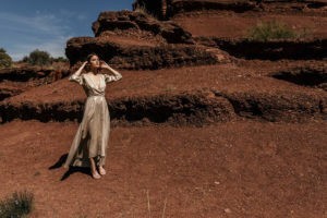 robe portefeuille lin or ecoresponsable