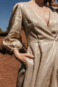 robe portefeuille lin or ecoresponsable