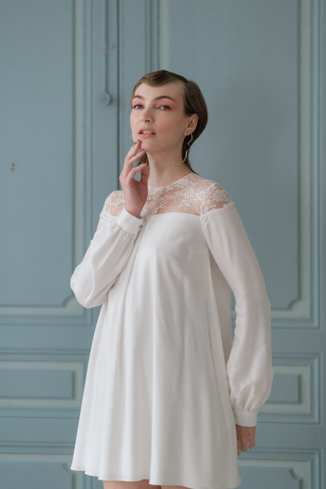 Robe courte pour mariage civil manches longues