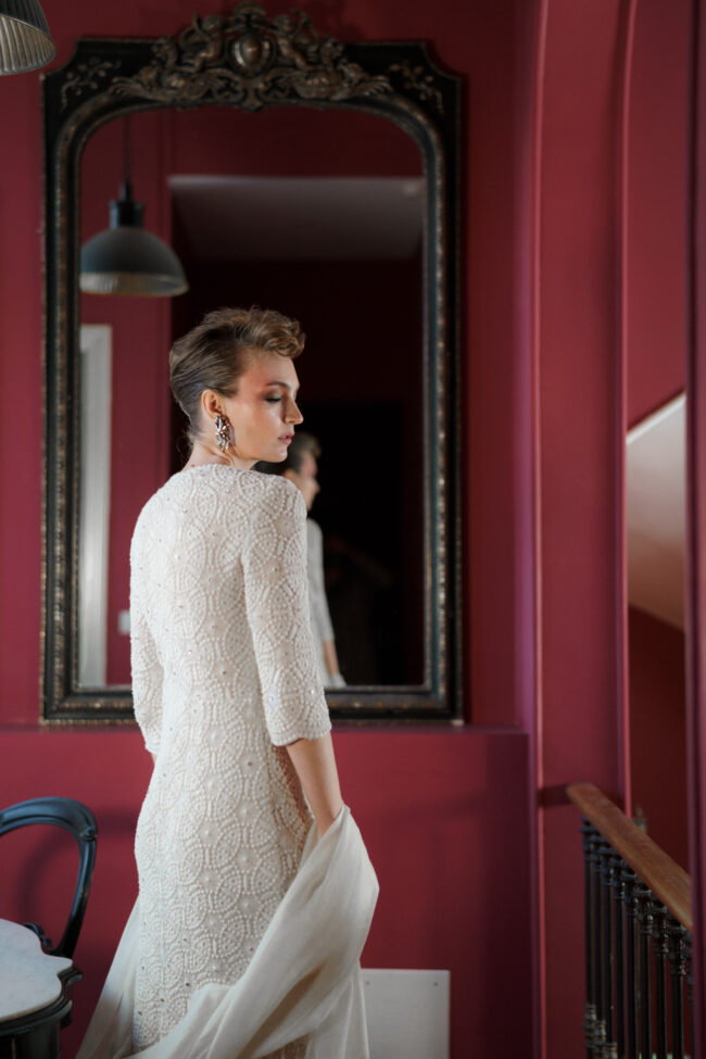 robe de mariée créatrice ecoresponsable en guipure de coton bio