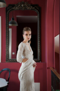 robe de mariée manches longues en dentelle de coton
