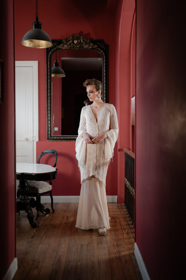 robe de mariée en dentelle et mousseline pour mariage ecoresponsable