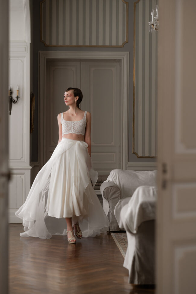 jupe amovible en organza pour mariée en soie