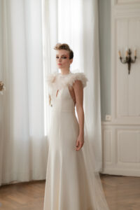 robe de mariée fluide en crepe de soie