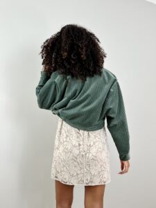 blouson court velours vert