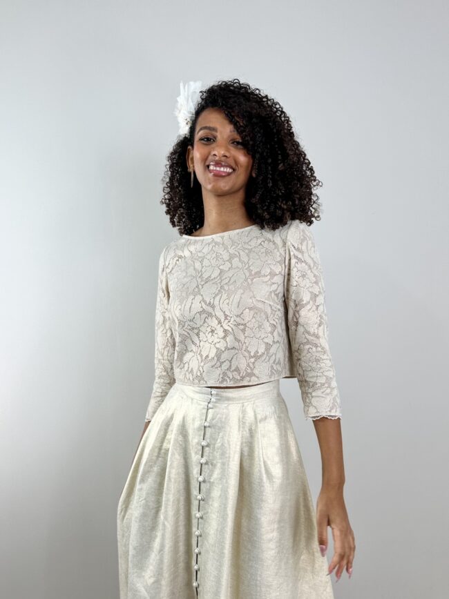 crop top dentelle or