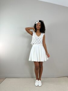 ensemble de mariée en dentelle de calais jupe courte