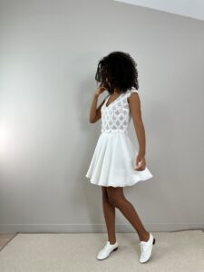 ensemble de mariée en dentelle de calais jupe courte
